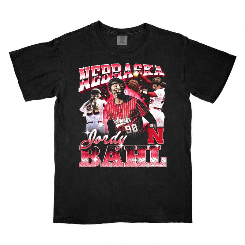 Men's/Women's Nebraska Huskers Jordy Bahl Retro 90'S T-Shirt - BLACK