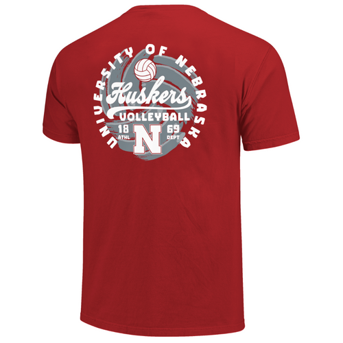 Men's/Women's Nebraska Huskers Painted Volleyball T-Shirt - RED