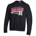 Men's/Women's Nebraska Huskers Powerblend Retro Slant Sweatshirt - 999 - BLACK