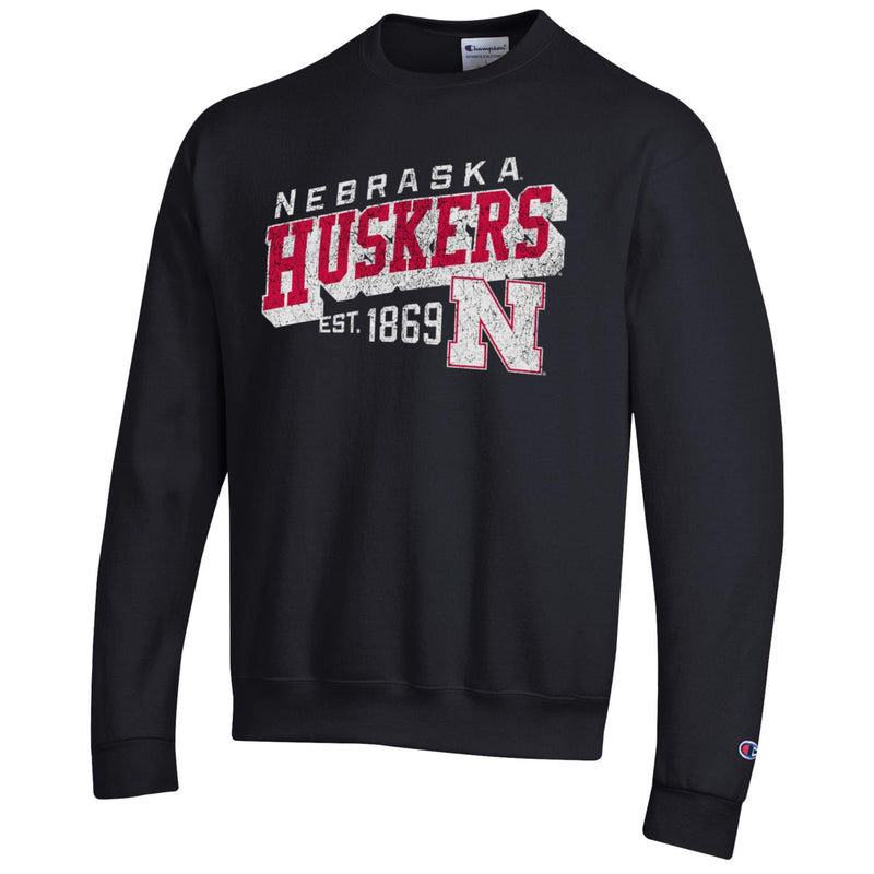 Men's/Women's Nebraska Huskers Powerblend Retro Slant Sweatshirt - 999 - BLACK