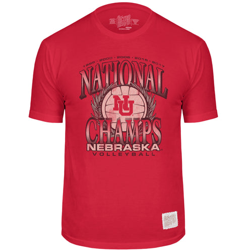 Men's/Women's Nebraska Huskers Volleyball National Champs T-Shirt - RED