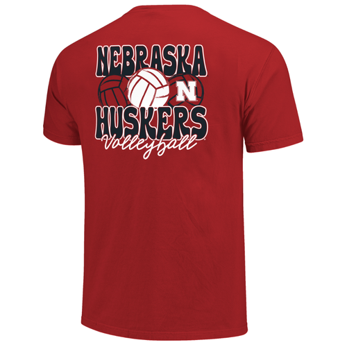 Men's/Women's Nebraska Huskers Volleyball Stack T-Shirt - RED