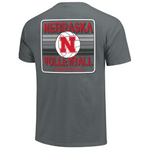 Men's/Women's Nebraska Huskers Volleyball Stripes T-Shirt - GRANITE