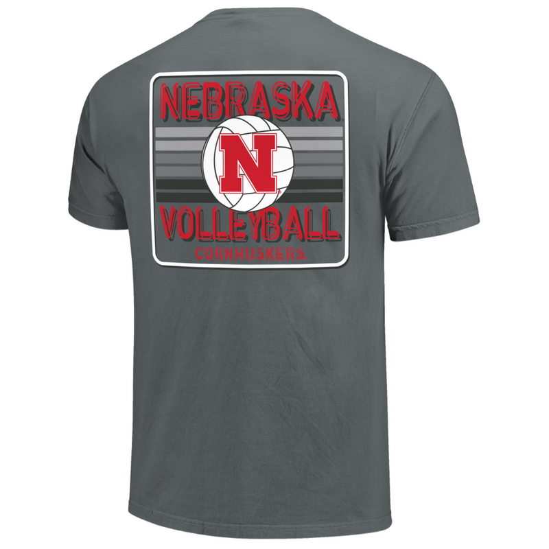 Men's/Women's Nebraska Huskers Volleyball Stripes T-Shirt - GRANITE