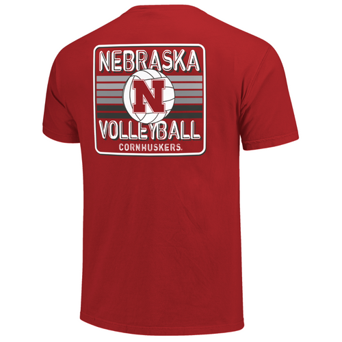 Men's/Women's Nebraska Huskers Volleyball Stripes T-Shirt - RED