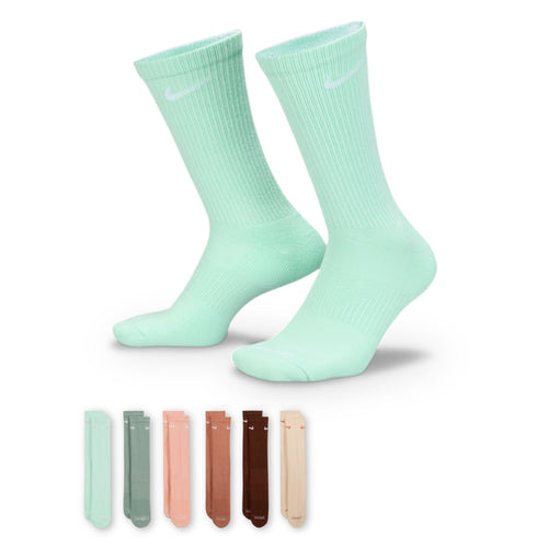 Men's/Women's Nike Everyday Cushion Crew Sock 6-Pack - 971 AQUA