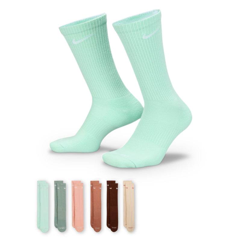 Men's/Women's Nike Everyday Cushion Crew Sock 6-Pack - 971 AQUA
