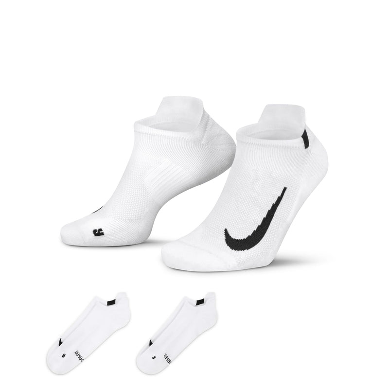 Men's/Women's Nike Multiplier Running No-Show Socks 2-Pack - 100 - WHITE
