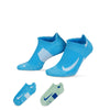 Men's/Women's Nike Multiplier Running No-Show Socks 2-Pack - 928 AQUA