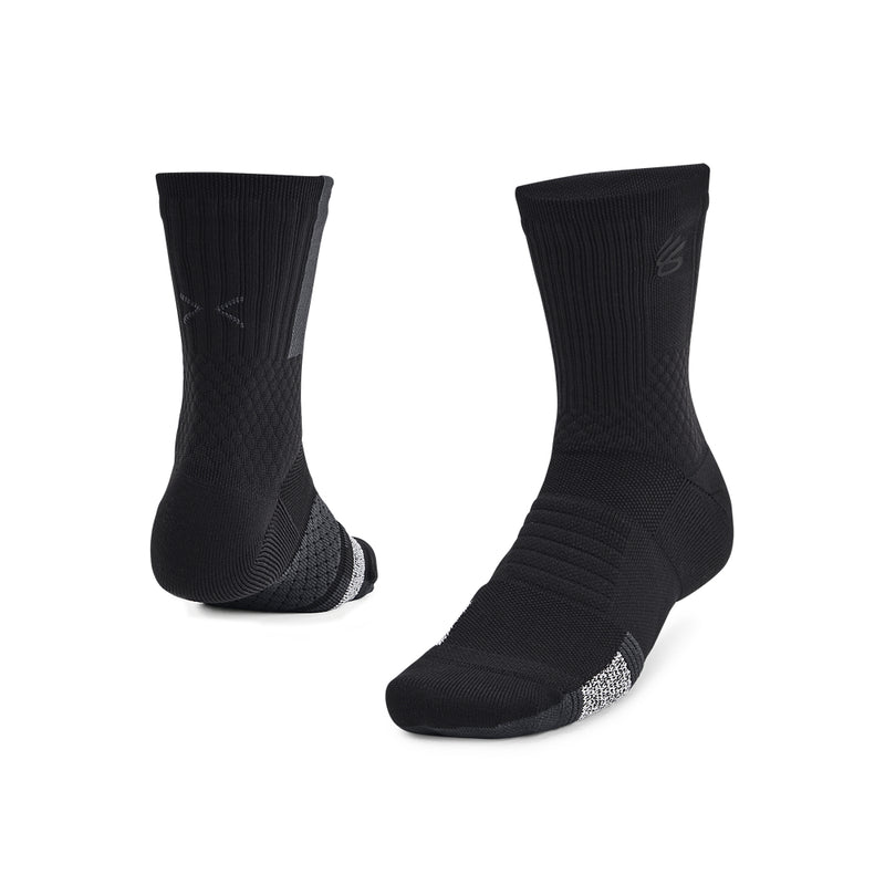 Men's/Women's Under Armour Curry ArmourDry Playmaker Mid-Crew Socks - 002 - BLACK