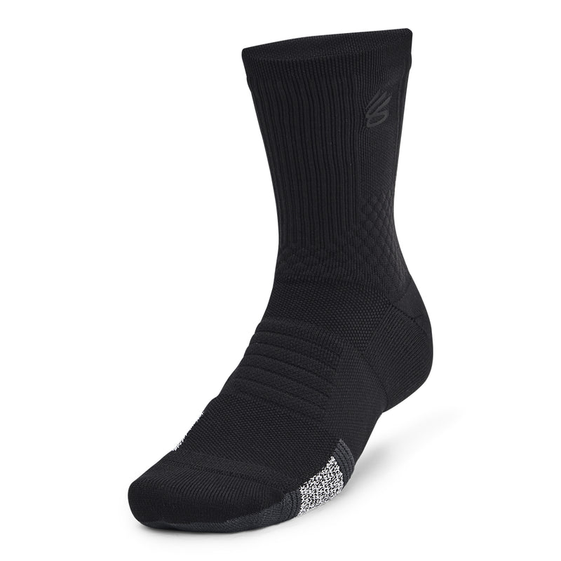 Men's/Women's Under Armour Curry ArmourDry Playmaker Mid-Crew Socks - 002 - BLACK