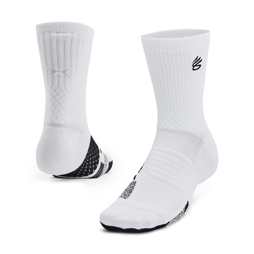 Men's/Women's Under Armour Curry ArmourDry Playmaker Mid-Crew Socks - 102 - WHITE