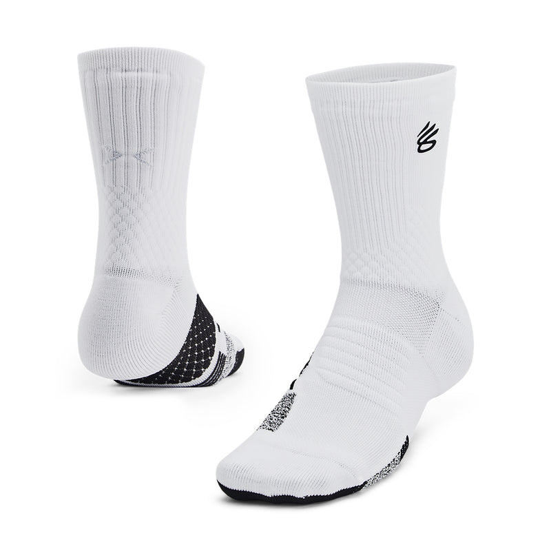 Men's/Women's Under Armour Curry ArmourDry Playmaker Mid-Crew Socks - 102 - WHITE