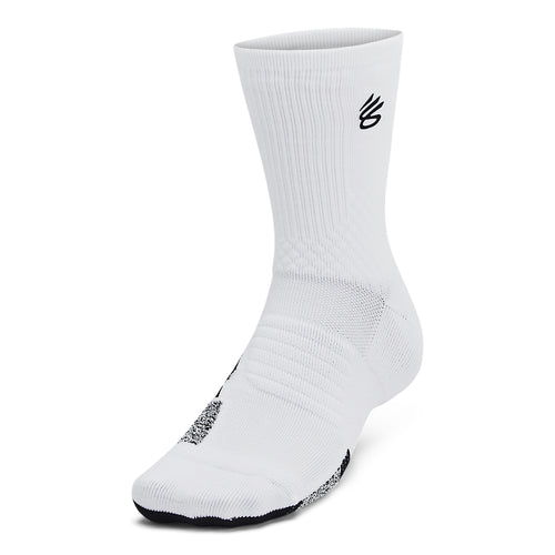 Men's/Women's Under Armour Curry ArmourDry Playmaker Mid-Crew Socks - 102 - WHITE