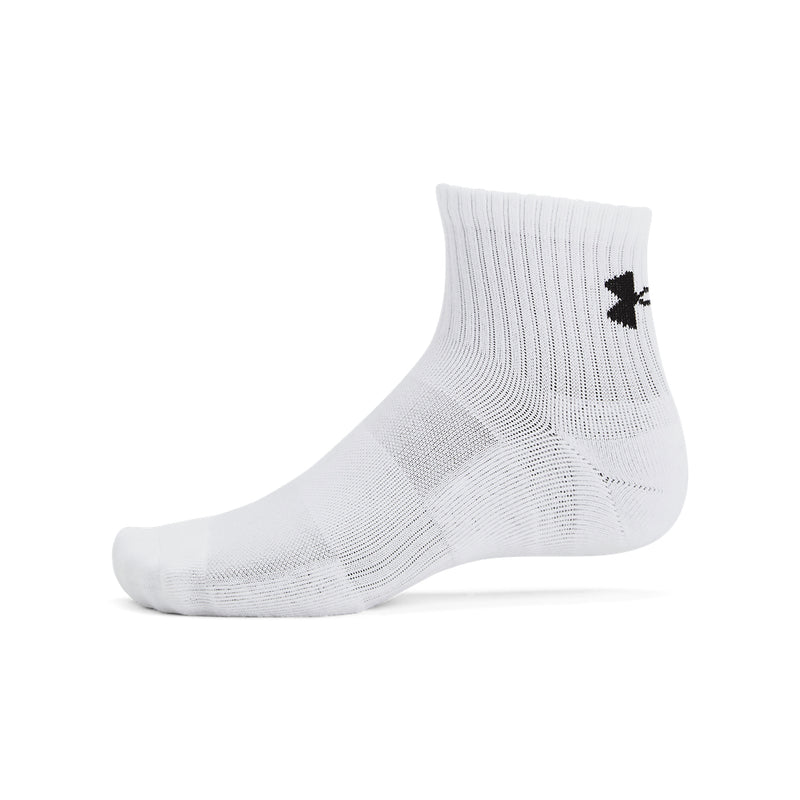 Men's/Women's Under Armour Tech Cotton Quarter Socks 6-Pack - 100 - WHITE