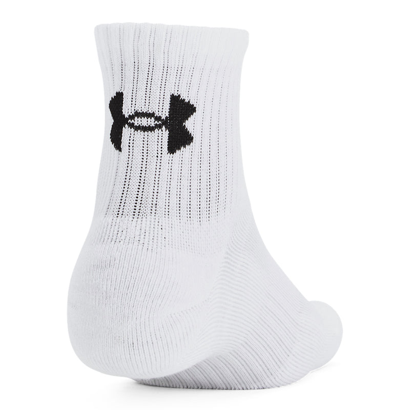 Men's/Women's Under Armour Tech Cotton Quarter Socks 6-Pack - 100 - WHITE