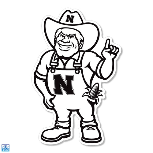 Nebraska Huskers 3" Vintage Black/White Herbie Vinyl Decal - NEBRASKA