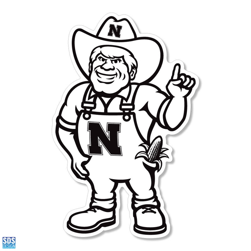 Nebraska Huskers 3" Vintage Black/White Herbie Vinyl Decal - NEBRASKA