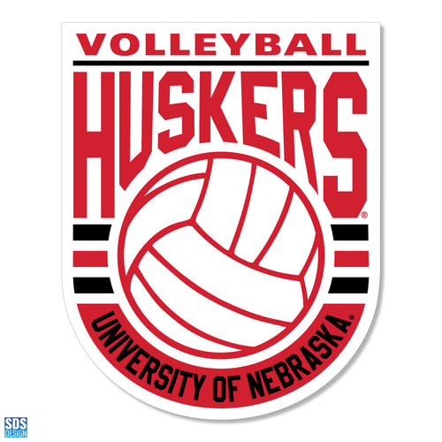 Nebraska Huskers 3" Volleyball Badge Vinyl Decal - NEBRASKA