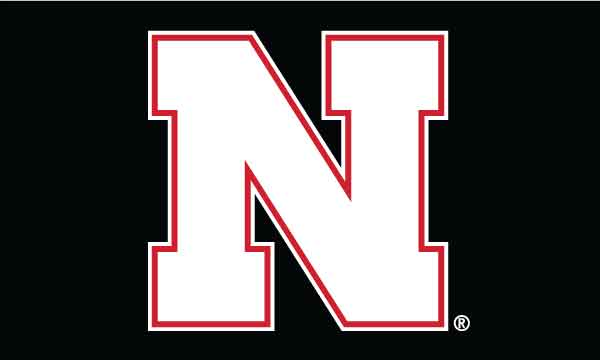 Nebraska Huskers 3'x5' Black with White Applique Flag - NEBRASKA