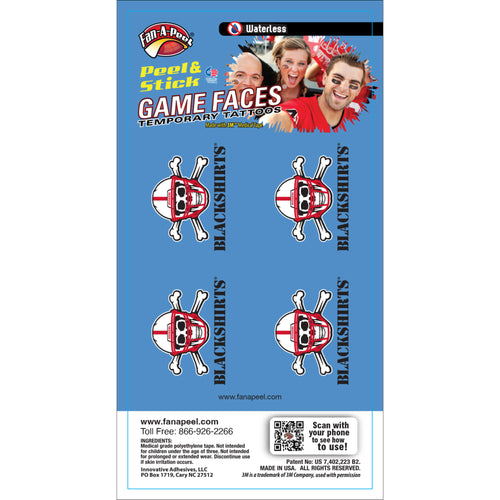 Nebraska Huskers Blackshirts Game Faces Temporary Tattoos - BLKSHRTS