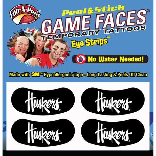 Nebraska Huskers Eye Strips Temporary Tattoos - HUSKERS