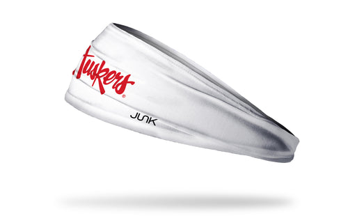 Nebraska Huskers Junk Script Husker Headband - WHITE