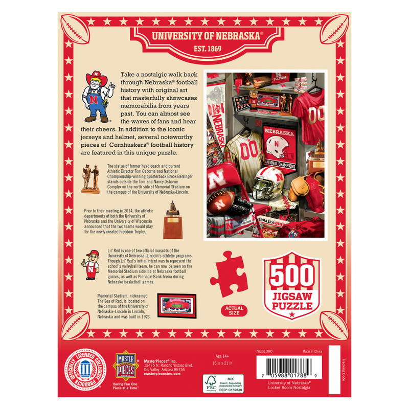 Nebraska Huskers Locker Room 500-Piece Puzzle - NEBRASKA