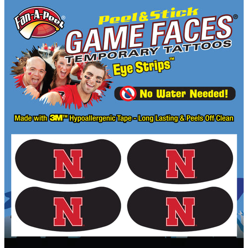 Nebraska Huskers Logo Eye Strip Temporary Tattoos - NEBRASKA