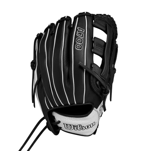 Wilson A700 12" Fastpitch Softball Glove - Left Throwing Hand - BLACK/WHITE