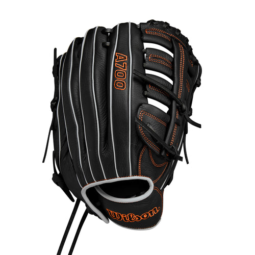 Wilson A700 12.5" Outfield Baseball Glove - BLACK/SILVER