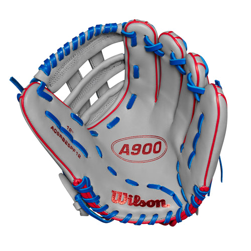 Wilson A900 PF12 Pedroia Fit 12" Utility Baseball Glove - Left Handed Throwing - GREY/RED