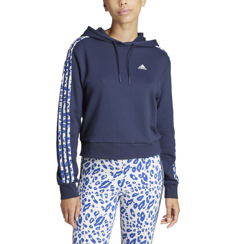 Women's Adidas Essentials 3-Stripes Animal Print Relaxed Hoodie - LEGNDINK