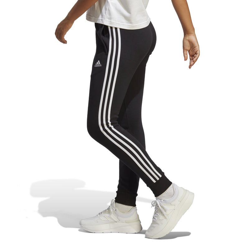 Women's Adidas Essentials 3-Stripes French Terry Cuffed Joggers - BLACK/WHITE