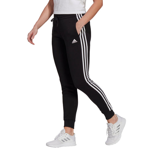 Women's Adidas Essentials Fleece 3-Stripes Pant - BLACK/WHITE