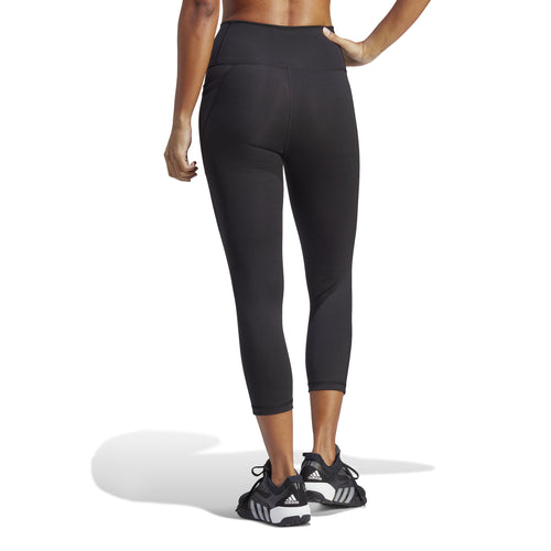 Women's Adidas Optime Stash Pocket High-Waisted 3/4 Leggings - BLACK