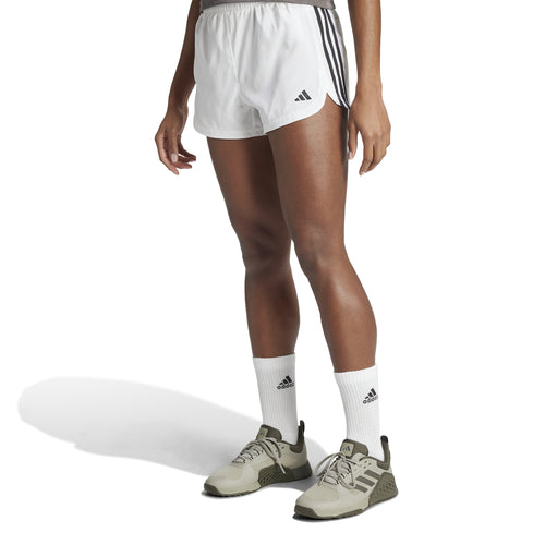 Women's Adidas Pacer Training 3-Stripes Woven High-Rise Shorts - WHITE/BLACK