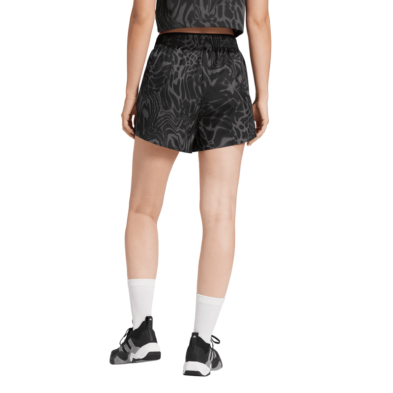 Women's Adidas Train Essentials Allover Print Workout Shorts - BLACK
