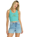 Women's Billabong Under Palm Trees Crop Tank Top - MYB-MIST
