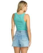 Women's Billabong Under Palm Trees Crop Tank Top - MYB-MIST