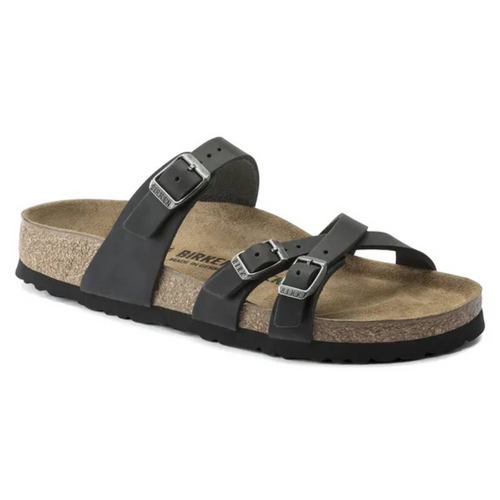 Women's Birkenstock Franca Oiled Leather Sandal - Black - BLACK