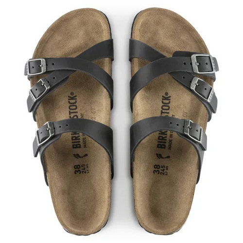 Women's Birkenstock Franca Oiled Leather Sandal - Black - BLACK