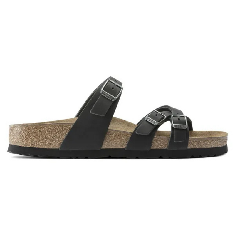 Women's Birkenstock Franca Oiled Leather Sandal - Black - BLACK