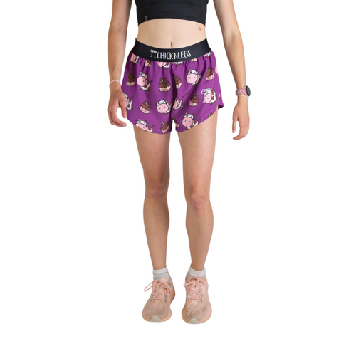 Women's ChicknLegs Choccy Cows 4" Split Shorts - CHOCCYCO