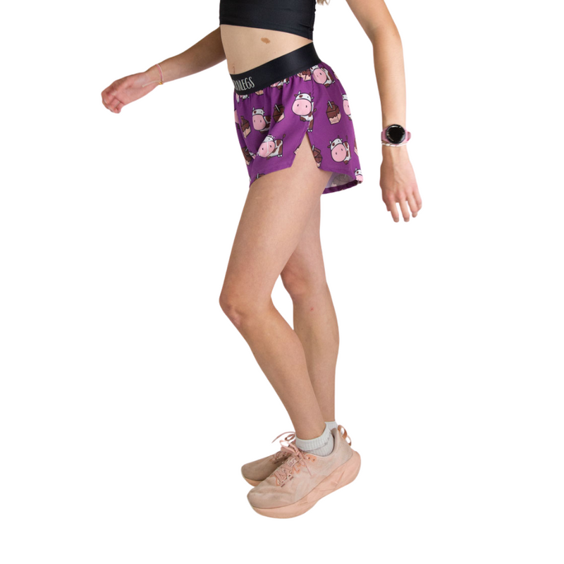 Women's ChicknLegs Choccy Cows 4" Split Shorts - CHOCCYCO