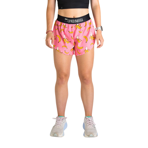 Women's ChicknLegs Pink Bananas 4" Split Shorts - PINKBANA