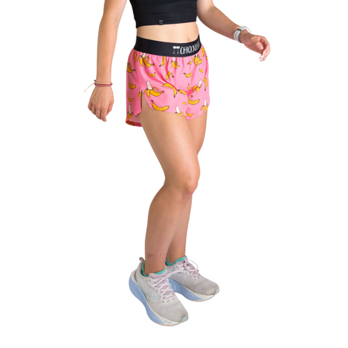 Women's ChicknLegs Pink Bananas 4" Split Shorts - PINKBANA
