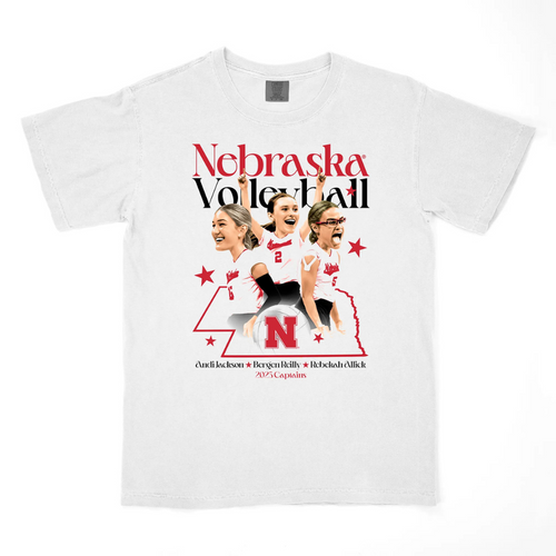 Women's/Men's Nebraska Huskers 2025 Volleyball Team Captains T-Shirt - WHITE