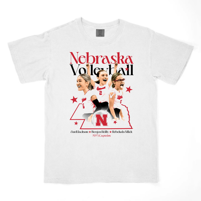 Women's/Men's Nebraska Huskers 2025 Volleyball Team Captains T-Shirt - WHITE