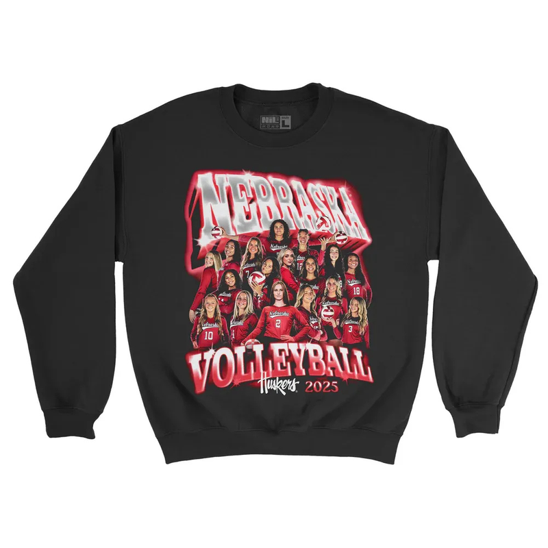 Women's/Men's Nebraska Huskers 2025 Volleyball Team Sweatshirt - BLACK